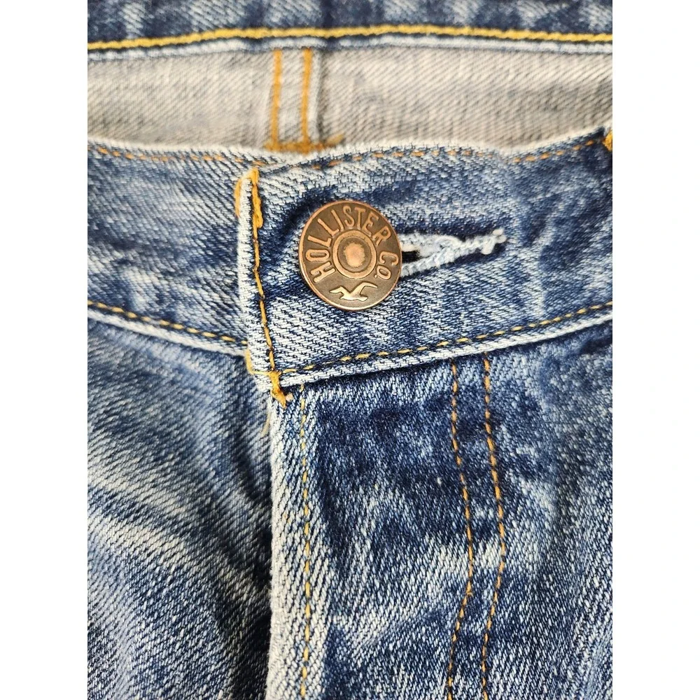Men's Hollister Denim Shorts Size 33 Distressed Cut Off Frayed Hem Medium Wash